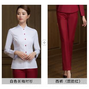 新款国航空姐制服服职业装套裙衫女修身工套装美容院前台衬工作秋