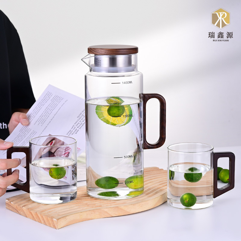 带刻度冷水壶玻璃水壶耐高温家用凉白开水杯泡茶壶大容量凉水壶
