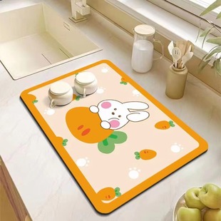 卡通可爱科技布沥水垫家用洗漱台厨房可用速干防滑水龙头吸水