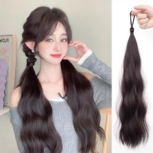 假发马尾辫子女长发绑带式双马尾元气少女自然可扎发假发片双马尾