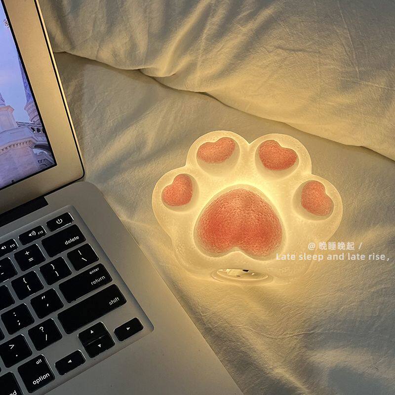 猫爪章鱼小夜灯不插电床头氛围灯少女心宿舍桌面摆件礼盒