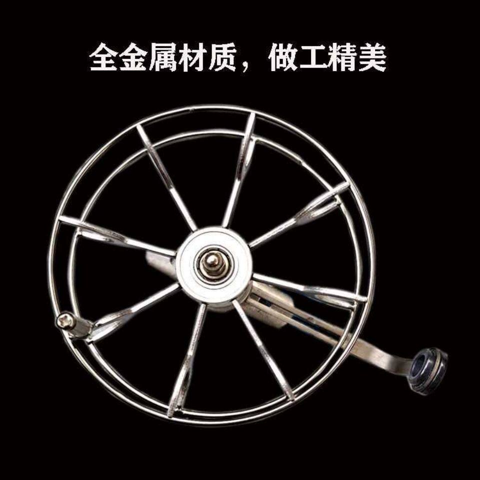 渔线轮手拨轮不锈钢谷麦轮 带摇把八卦轮矶竿轮前打轮带泄力筏钓