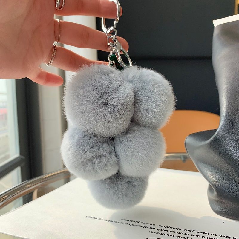 葡萄串仿獭兔毛挂件汽车钥匙扣可爱毛绒绒球挂饰品背包包水果系列