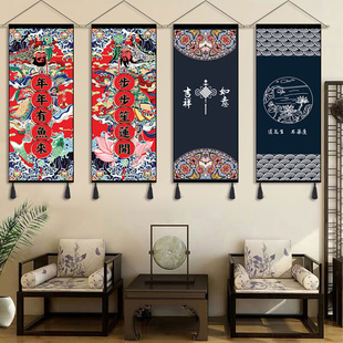 中式 饰画壁毯 古典挂画布艺挂帘ins挂布背景布卧室客厅挂毯墙布装