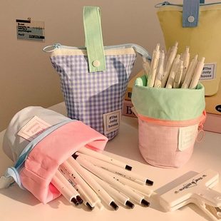 初中笔筒立大容量ins风站高女生高中学生铅笔盒文具颜值小众笔袋