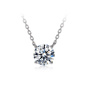 AILEQ3克拉经典 简约天使锁骨项链S925纯银吊坠送女朋友礼合成钻石