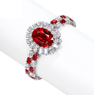 手链手饰 气质高档豪华个性 AILEQ 925银手链人造宝石满钻红宝时尚