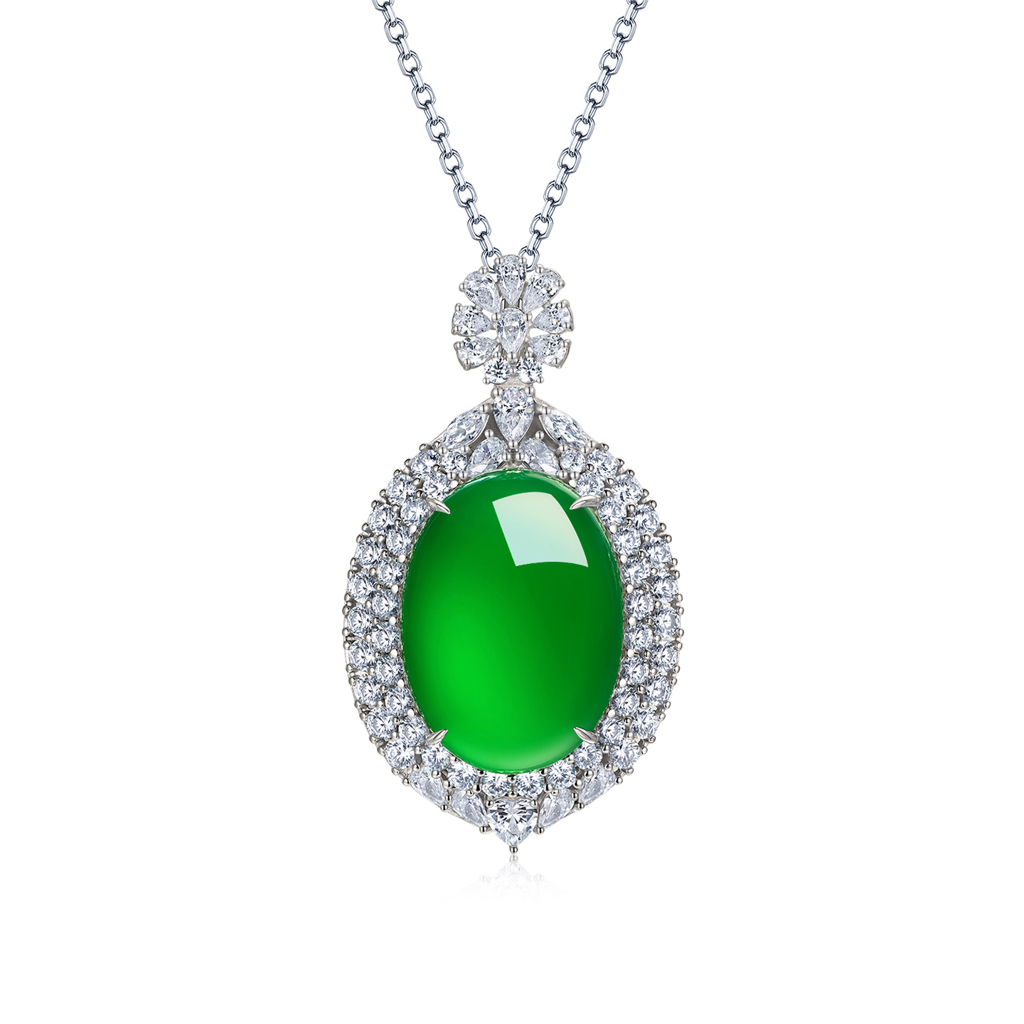 AILEQ围镶满绿大鸽子蛋吊坠