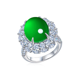 AILEQ纯银戒指玉髓玛瑙A货新中式 蛋面高级媲美翡翠K5 杨大幂幂同款