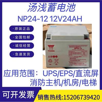 YUASA汤浅蓄电池NP24-12铅酸免维护12V24AH机房消防UPSEPS直流屏