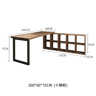 高档实木转角书桌书柜组合一体 家用拐角双人办公桌卧室l型角落电