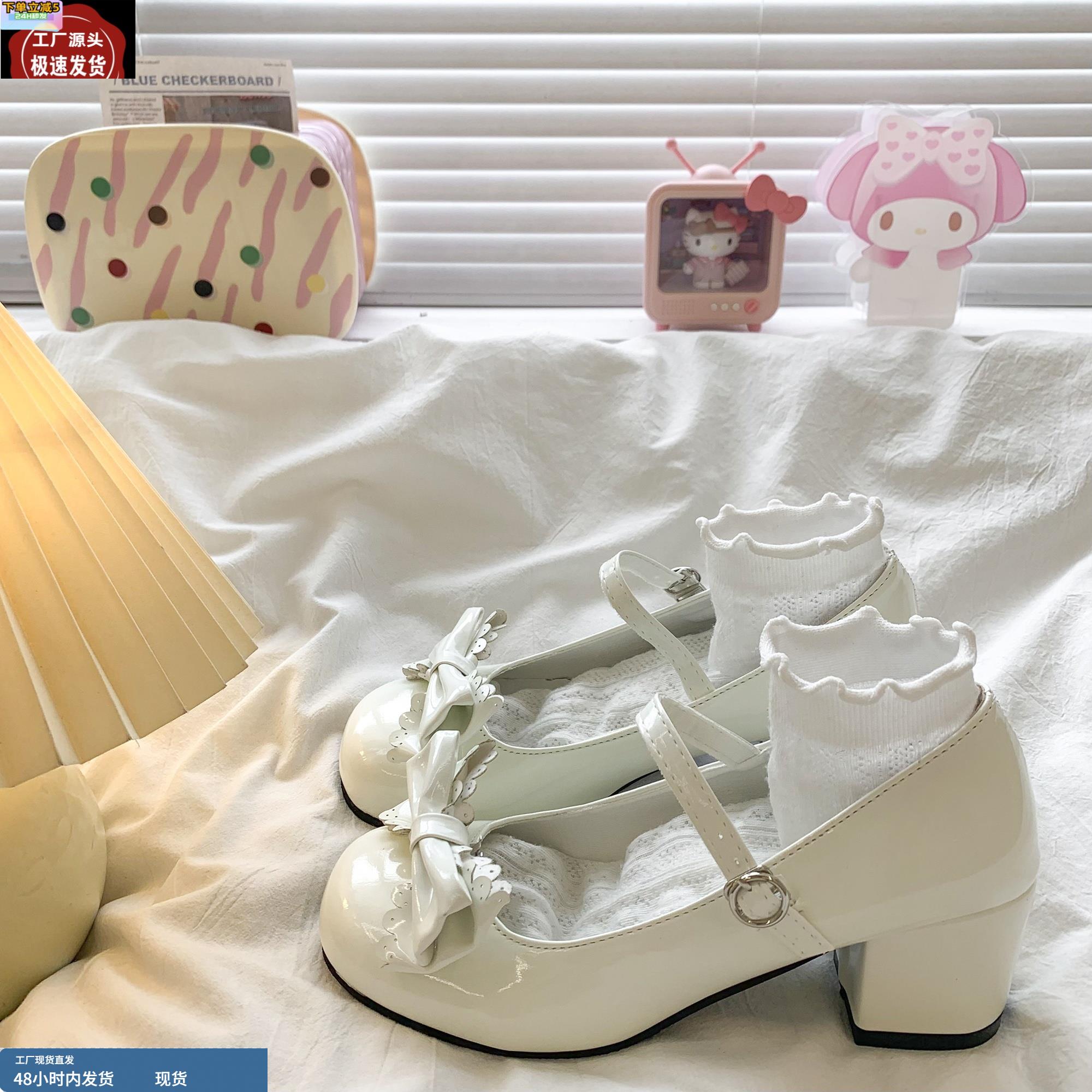 日系可爱软妹蝴蝶结厚底玛丽珍鞋2025夏季新款制服lolita小皮鞋女