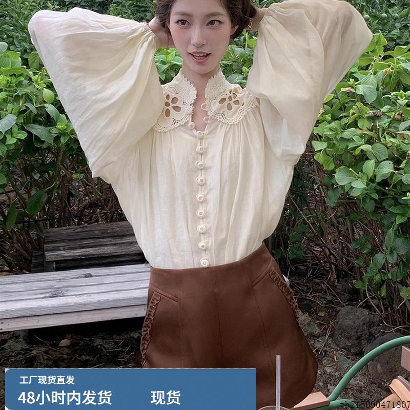 早秋韩系超火巨好看大方得体穿搭小香风法式长袖衬衫短裤一整套女