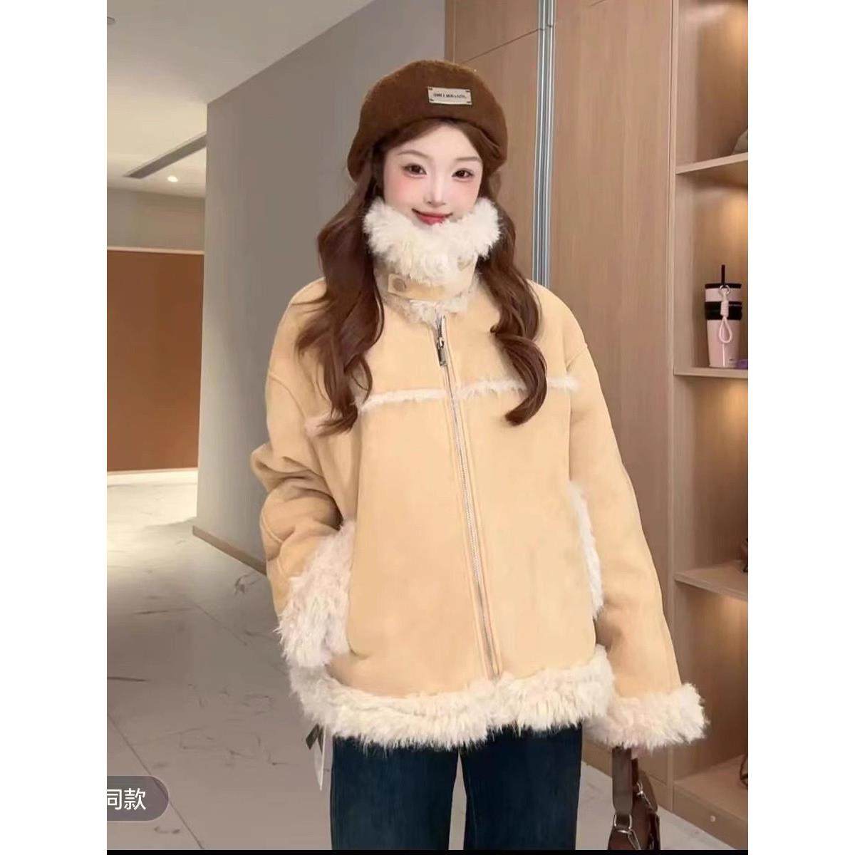 彷羔毛外套女短款2025冬季新款韩版小个子机车服软糯加厚上衣棉服,运动/瑜伽/健身/球迷用品,广场舞套装,淘宝优惠券,粉丝福利购,淘宝优惠卷