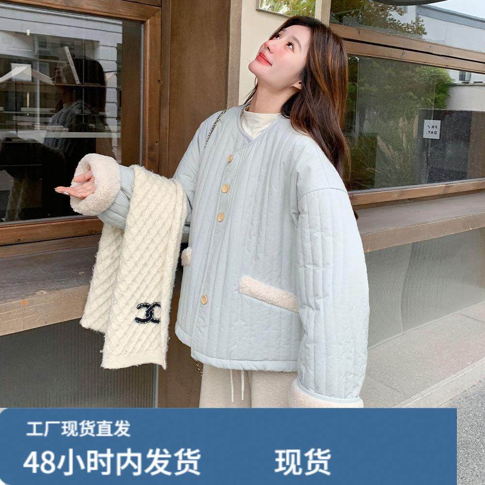 蓝色羊羔毛外套女秋冬2025超火好看高级小众加绒加厚漂亮短款夹克,运动/瑜伽/健身/球迷用品,广场舞套装,淘宝优惠券,粉丝福利购,淘宝优惠卷