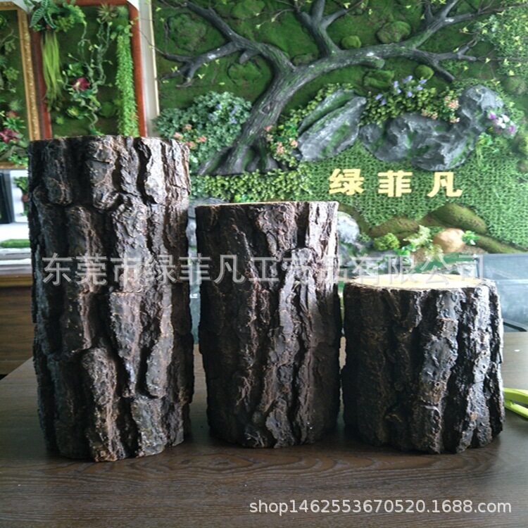厂家供应PU树桩 实心木桩 舞台道具摄影树墩庭院景区摆设木墩