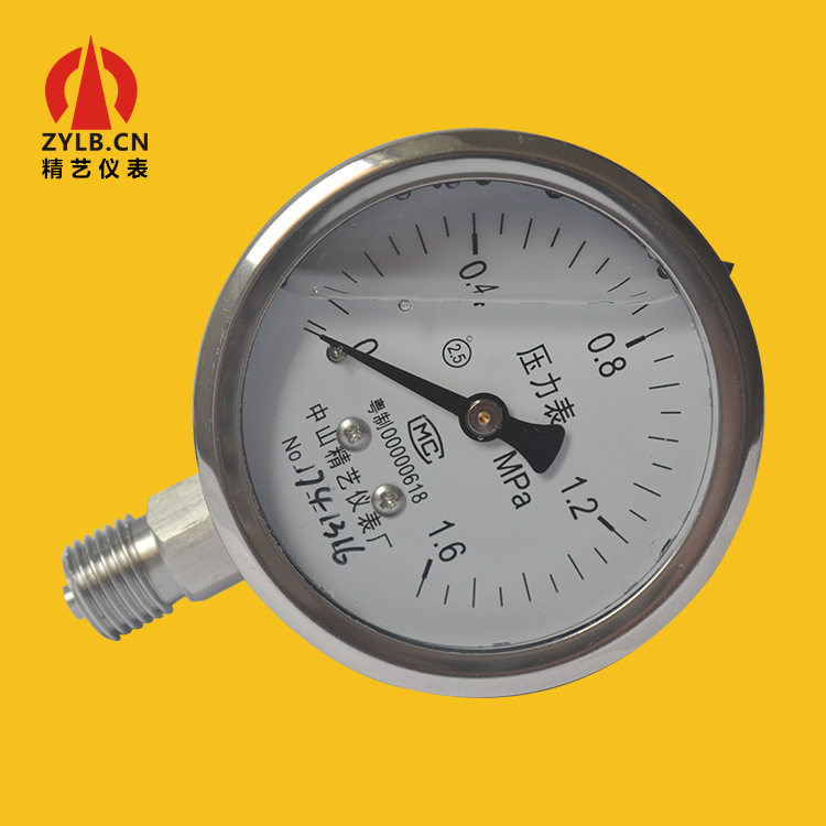 不锈钢压力表立装耐震充油压力表304径向YN60BF1.6MPaM14X1.5
