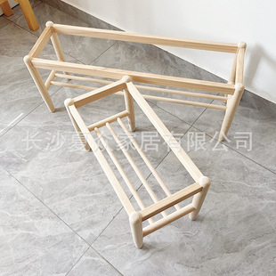 新款实木法式田园编织换鞋凳框架家用入室凳子小户型玄关试鞋凳