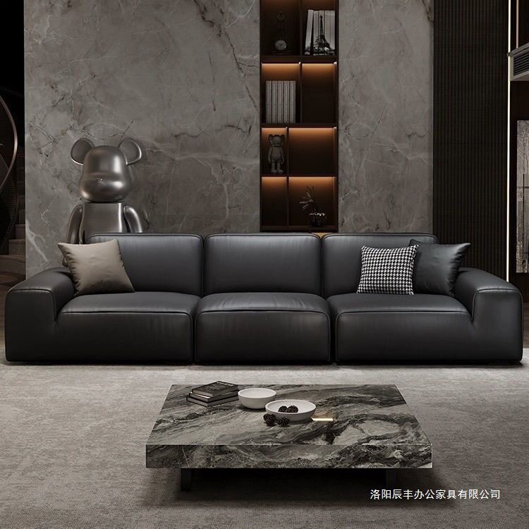 大黑牛真皮头层牛皮沙发客厅小户型现代简约科技布艺豆腐块家用
