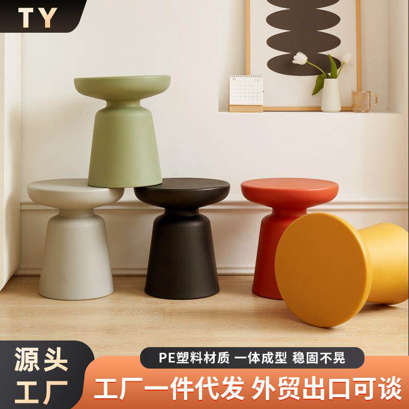 北欧简易小户型茶几创意客厅塑料边几设计师圆形桌子卧室蘑菇茶几