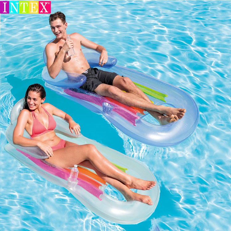INTEX58802水上充气浮排大号游泳浮床海滩垫成人加厚坐骑漂浮躺椅