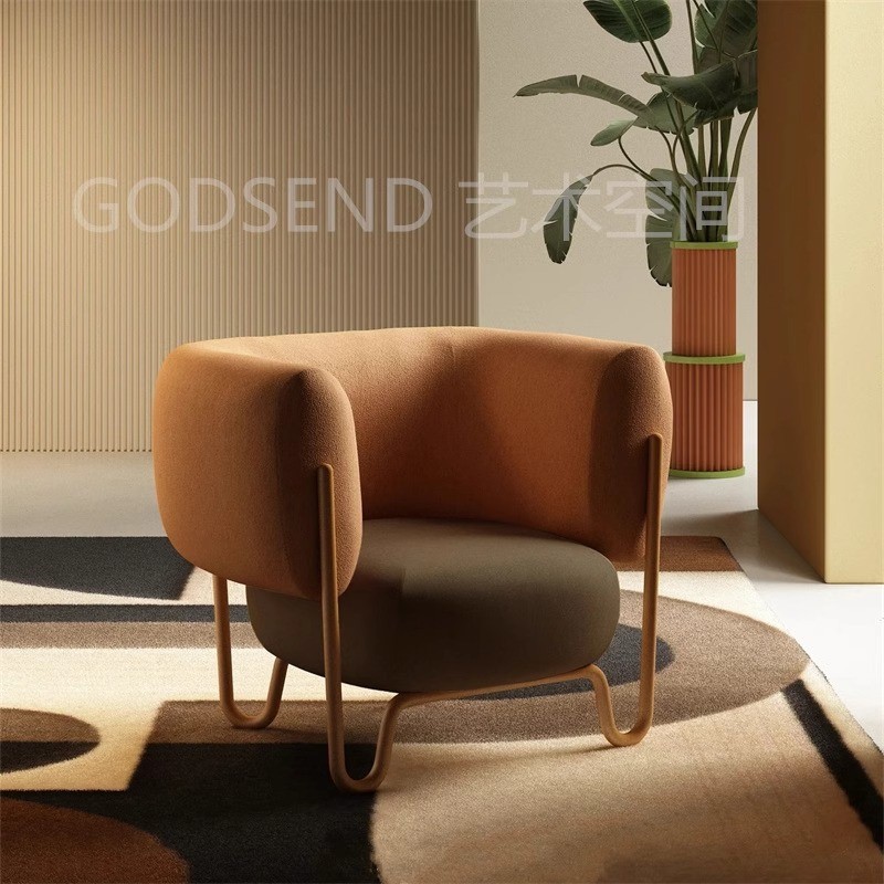 意式轻奢设计螃蟹椅复古金属客厅阳台单椅家用极简创意单人沙发椅