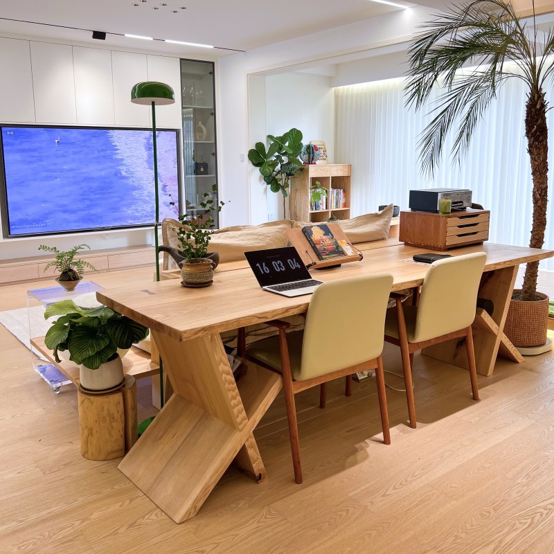 日式实木大板书桌白蜡木原木办公电脑桌家用靠沙发工作台