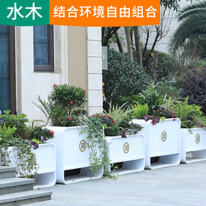 户外铁艺花箱隔断组合不锈钢花坛铝合金花盆地产商业街道路边水木