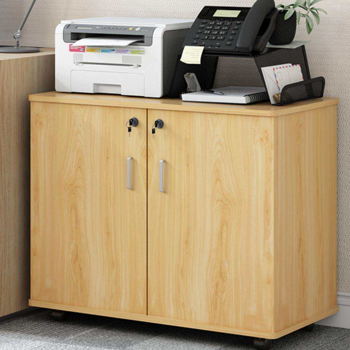 办公室文件柜带锁双开门储物柜收纳柜桌边放置打印机矮柜资料地柜