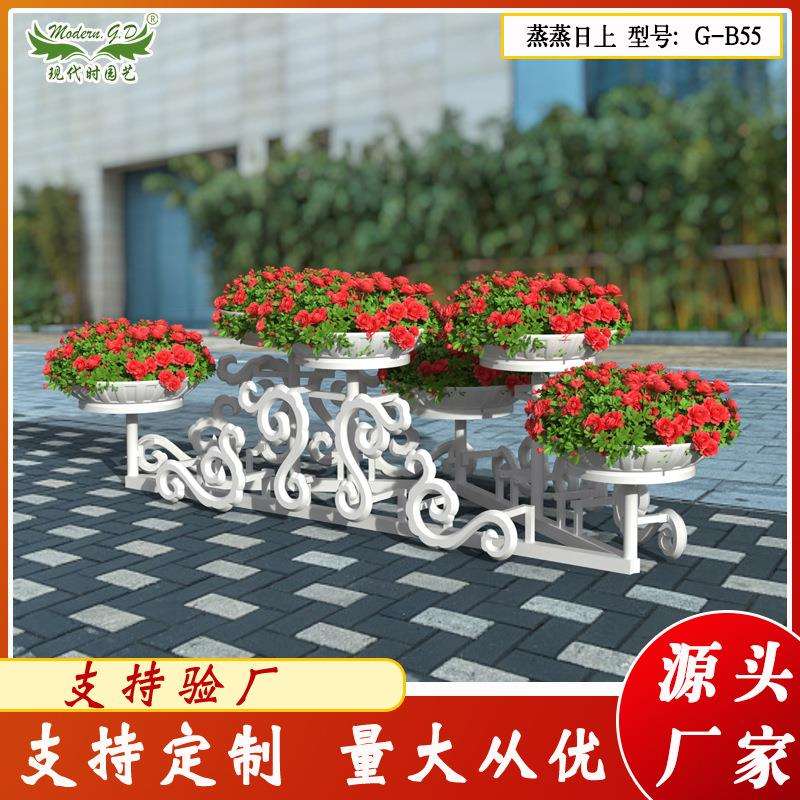 室外道路绿化市政景观组合大型铁艺花架花台立体种植箱花盆花坛