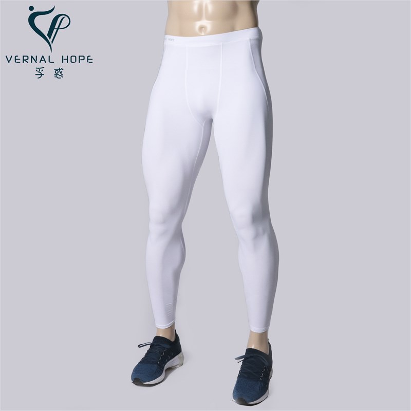 VH健身裤d男白色运动紧身打底速干高弹力瑜伽跑步训练压缩长裤秋