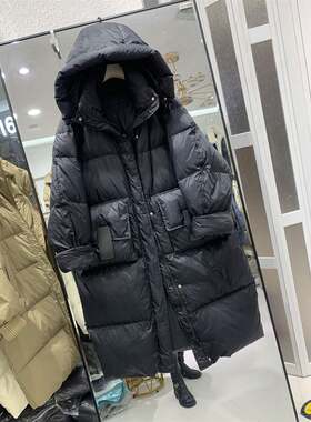 连帽羽绒服女中长款冬季新款百搭宽松休闲加厚保暖轻薄外套1.14