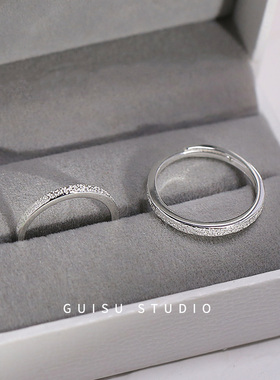 归素细圈情侣戒指纯银一对小众设计饰品冷淡风日式对戒刻字礼物