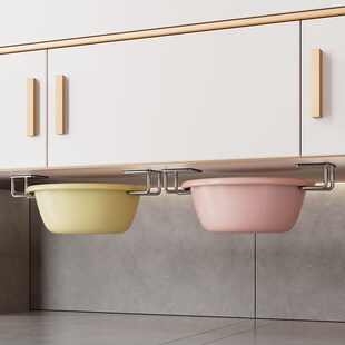 脸盆收纳架盆子浴室柜下盆架x卫生间免打孔洗漱台壁挂不锈钢置物