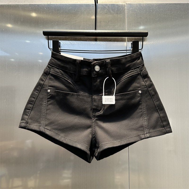 黑色高腰显瘦牛仔短裤女2024早秋新款时尚洋气减龄a字辣妹热裤