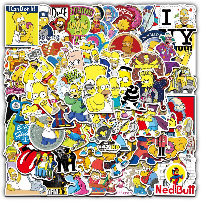 100张辛普森一家卡通涂鸦贴纸拉杆箱笔记本电脑滑板车吉他装饰贴
