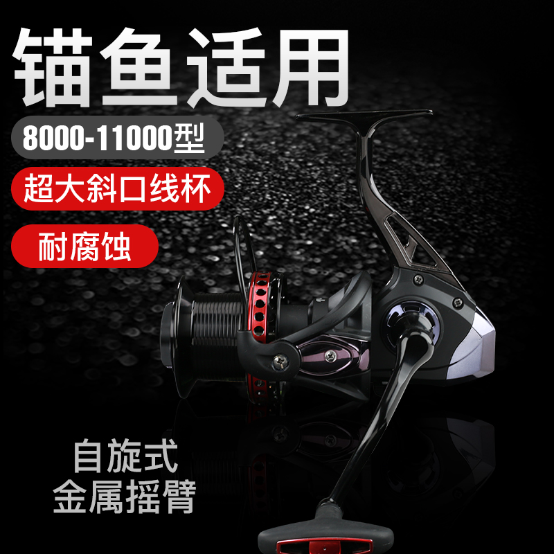 全金属锚鱼轮10000型渔轮远投轮鱼线轮15轴T海竿锚鱼轮纺车轮
