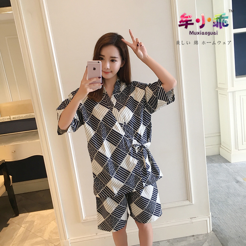 日式和服汗蒸服浴服睡衣家v居服汤泉温泉足浴纯全棉高档开衫女情