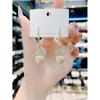 2023年新款潮耳勾款高质感珍珠耳环韩国气质网红耳坠时尚大气耳饰