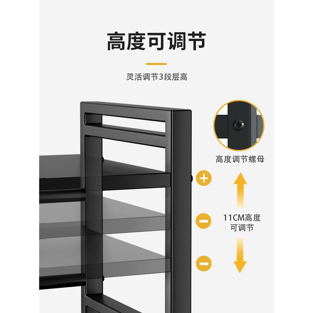 可伸缩微波炉架子置物架家用台面落地收纳免打孔多功能烤箱收纳架