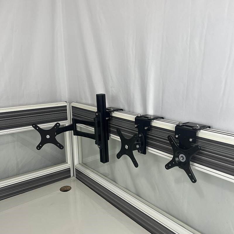 电脑显示器屏风挂架旋转伸缩升降增高悬挂工位隔断转角显示器支架