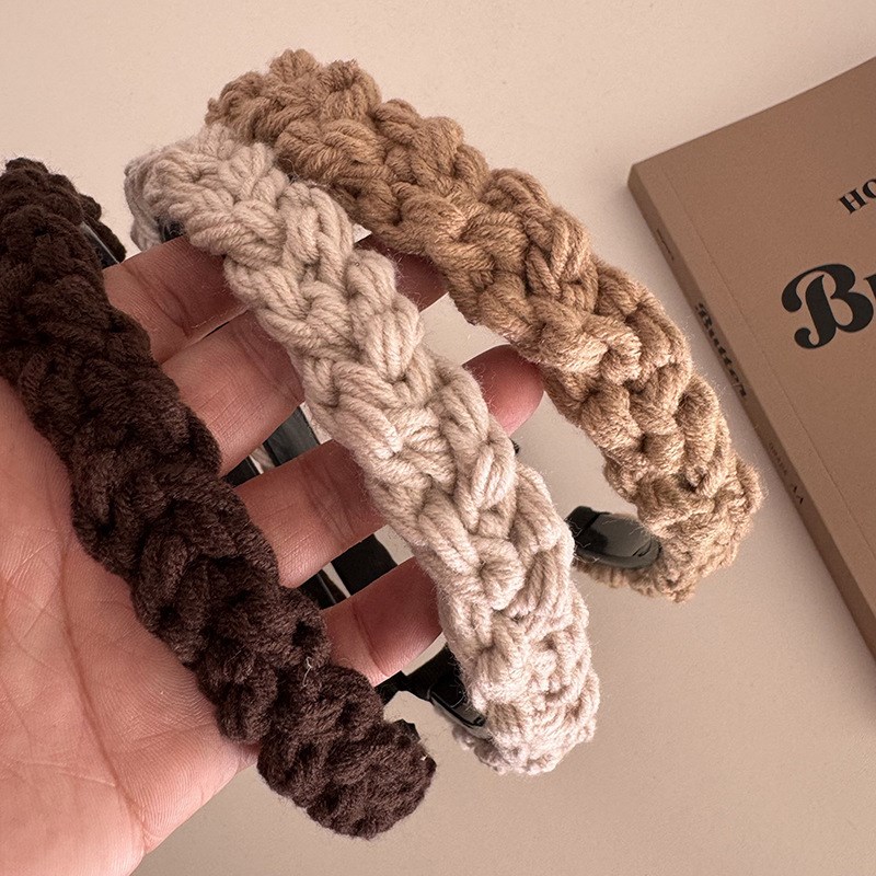 带齿发箍防滑防掉百搭p复古毛线编织麻花发箍气质质感温柔头箍发