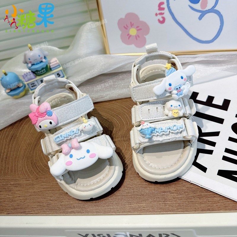 女童凉鞋女款2024新款爆款青少年女孩儿童夏天白色沙滩鞋外穿潮酷