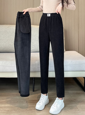 加绒加厚哈伦裤女k秋冬2024新款高腰休闲大码萝卜小脚西装裤子冬