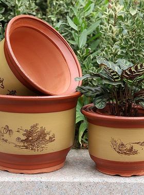 花盆大号特大号超大花盘陶瓷30cm紫砂兰花专用家用透气l