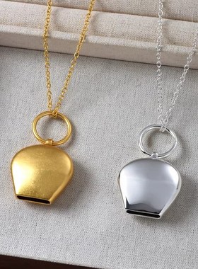 长款空心铃铛吊坠项链女秋冬轻奢小众设计高级感时髦百搭毛衣链