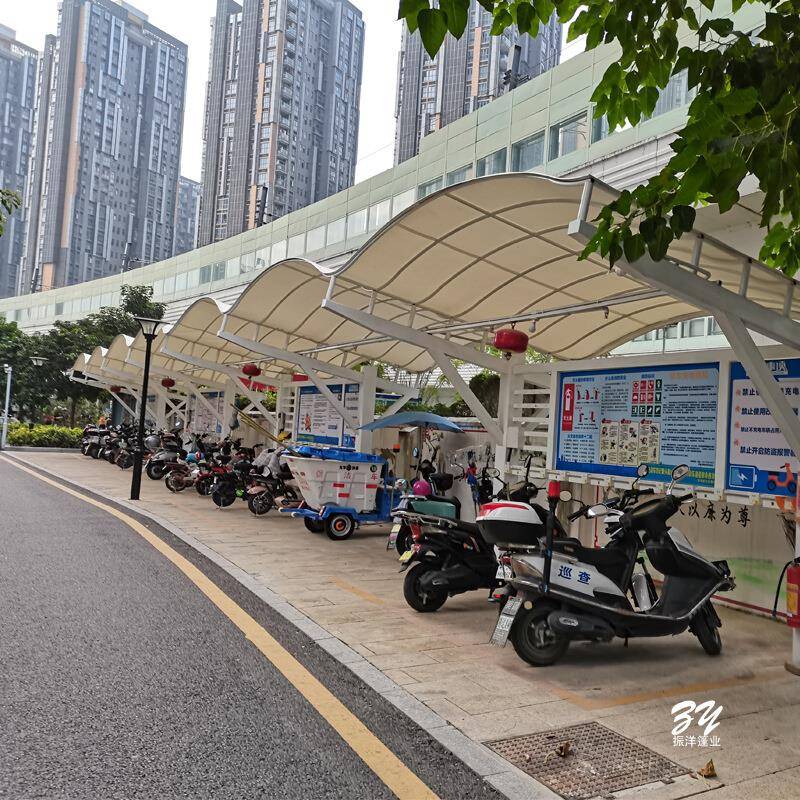 结构停车棚膜小电动单车膜结构09706003观雨棚充电桩停车篷景区张