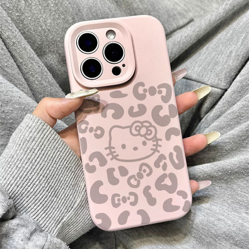 豹纹KT猫头液态硅胶适用于iphone17promax苹果16手机壳15新款14pro超好看独特13情侣12全包防摔11不会撞壳软