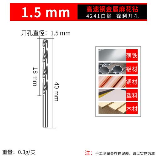 高速钢白色直柄麻花钻10支装4241钻头木材金属合金专用钻孔白钻头