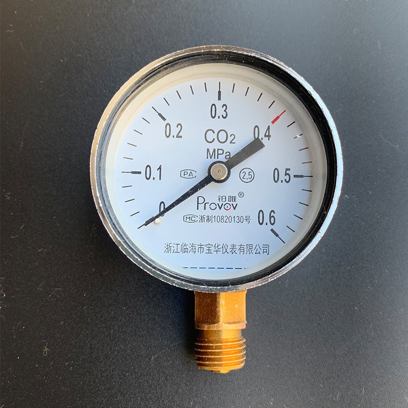 Y60二氧化碳压力表CO2减压器表头(0.4/1/1.6/2.5/4/6/10/25)MPa